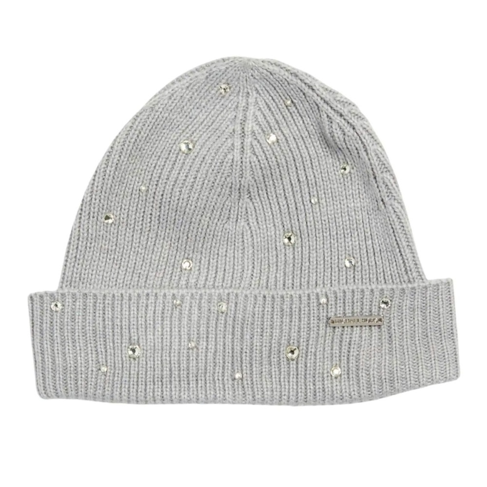 Michael Kors Crystal Embellished Beanie Rib Cuff Hat-NWT